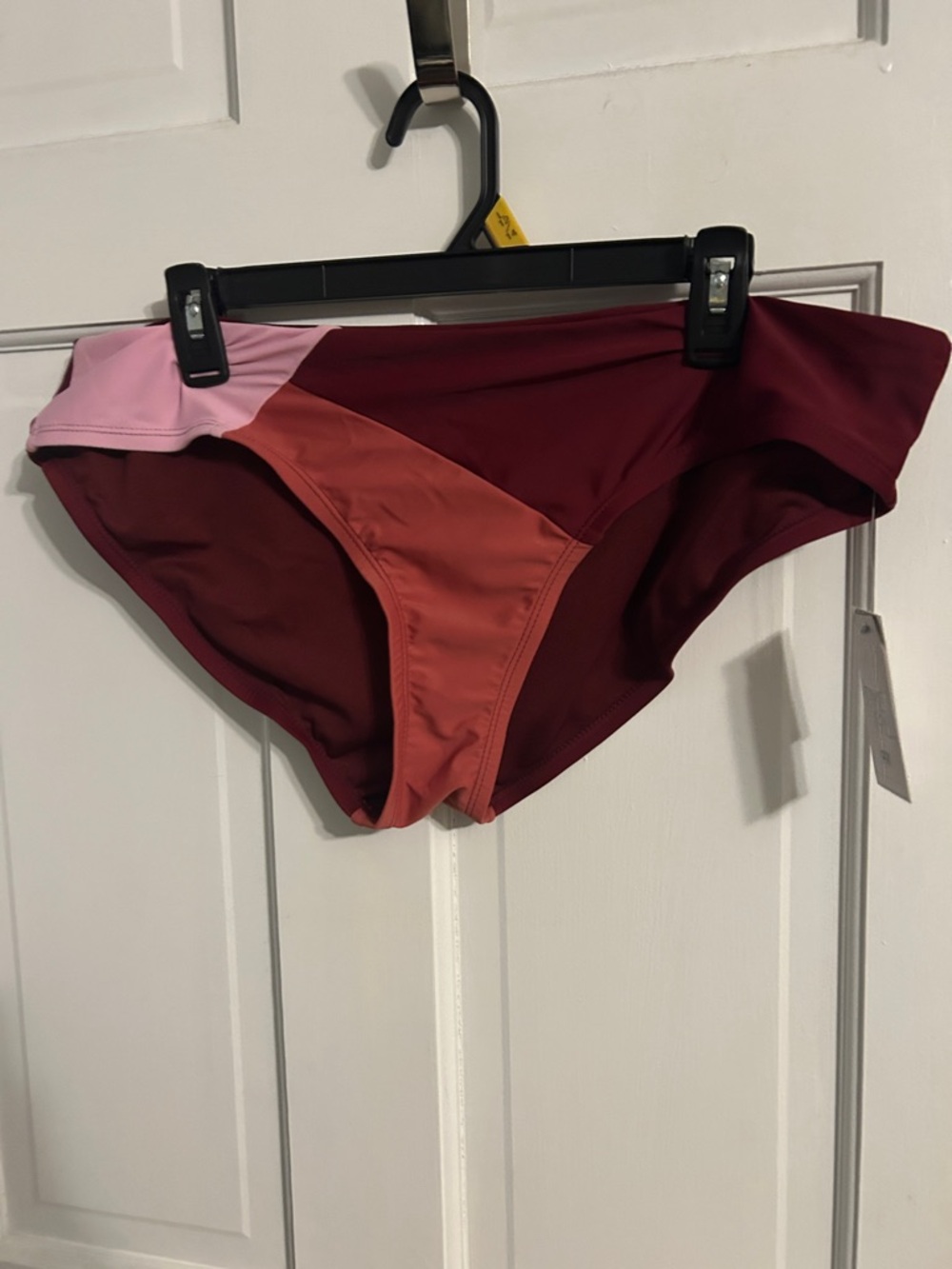Time and Tru Colorblock Bikini Bottoms in Burgundy, Terracotta & Light Pink